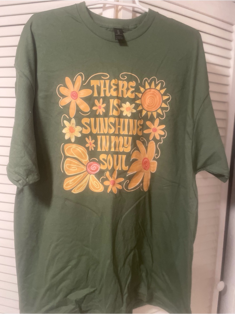 Green Kids Graphic Tee with Yellow Floral Sunshine Design
